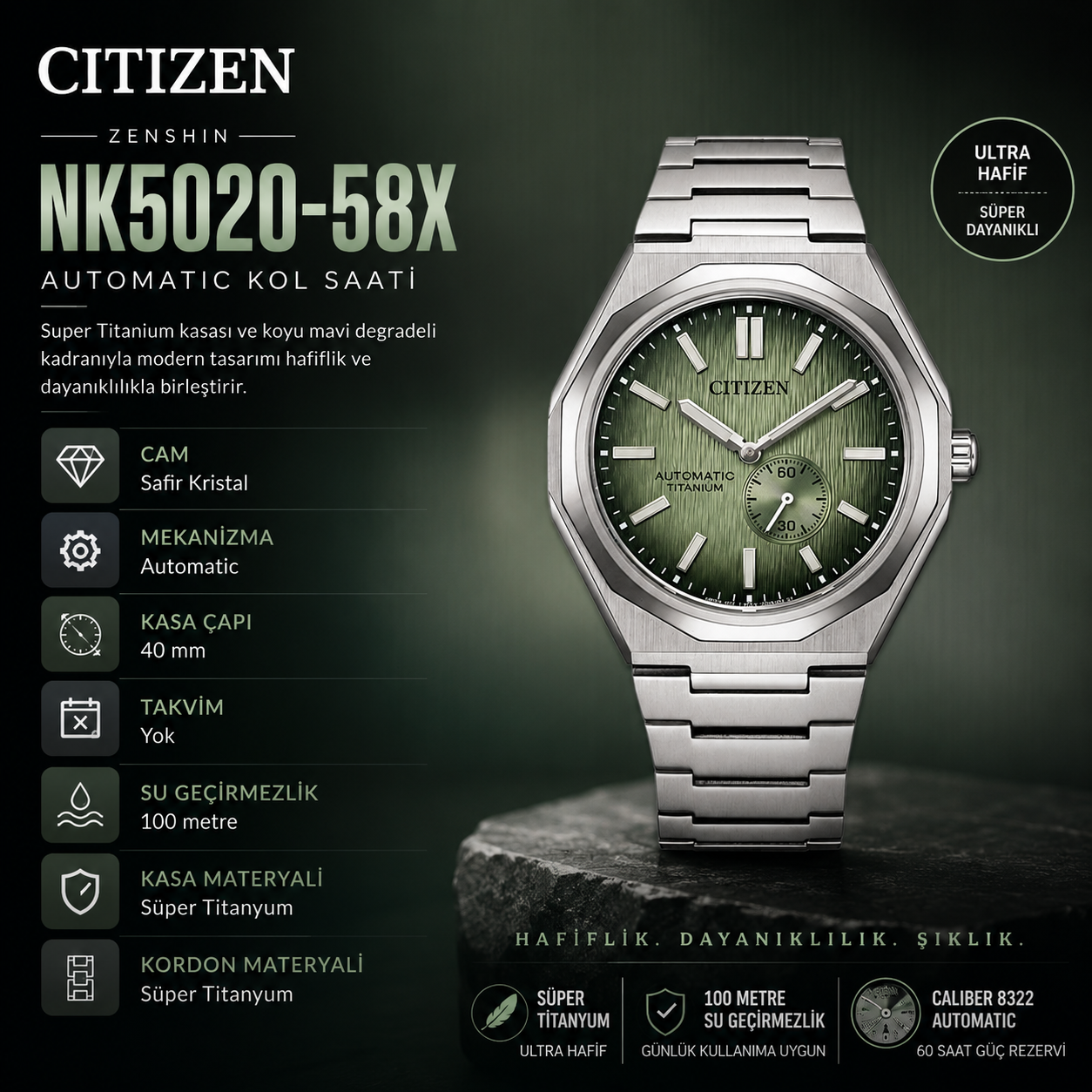 Citizen Zenshin 60 NK5020-58X Automatic Kol Saati